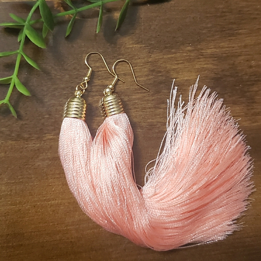Coral Tassel Earrings